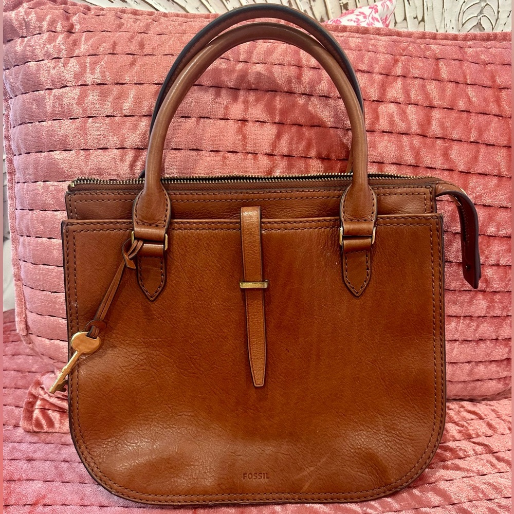 Fossil Ryder Satchel Tan Leather Shoulder Bag